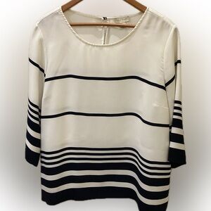 Saint Tropez West Navy striped blouse, size XL. Career. Conservative. Classic.